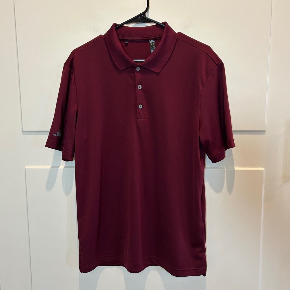 Adidas Mens Golf‎ Polo Shirt Burgundy Short Sleeve Performance Polyester Size M